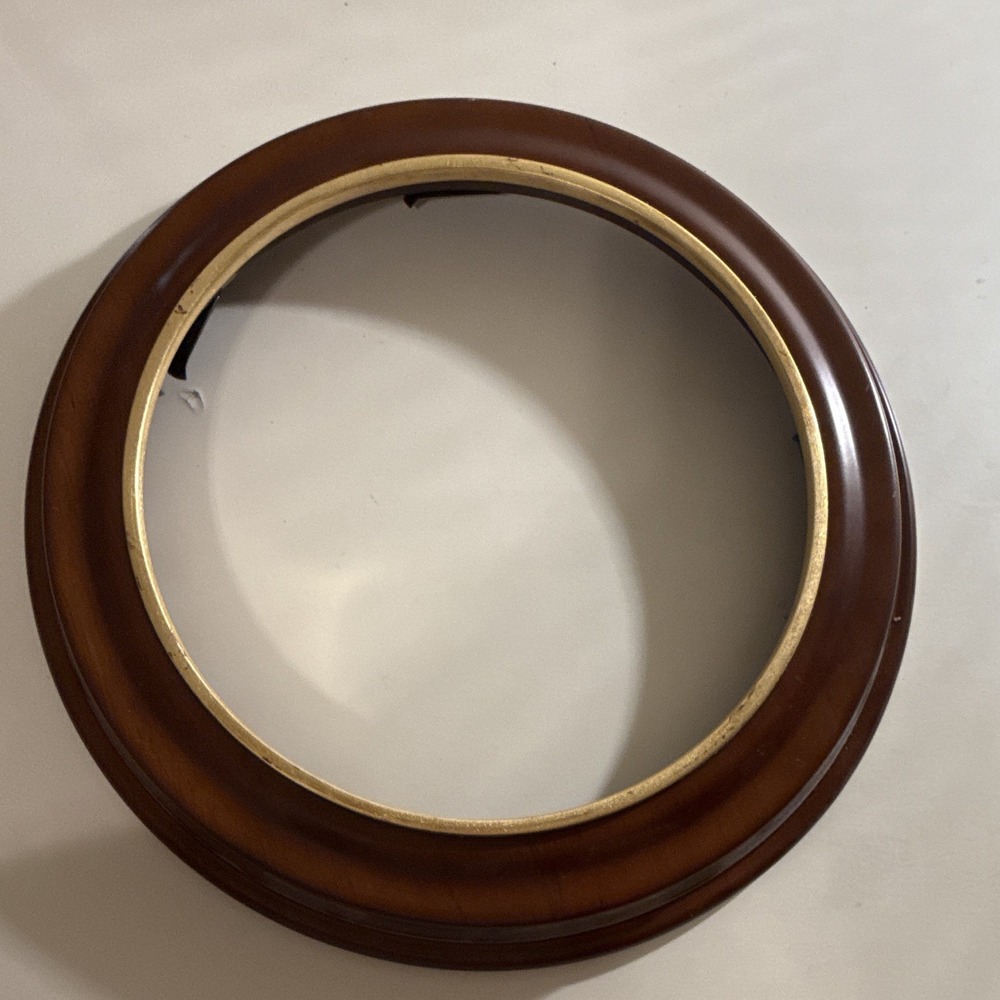 Vanhygan & Smythe CS99 Round Wood Photo Frame Brown/Gold 11" for 8"plate Hanging